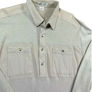 Vintage Norm Thompson Sweater Shirt Men XL‎ Beige Button Pockets 80s Grandpacore